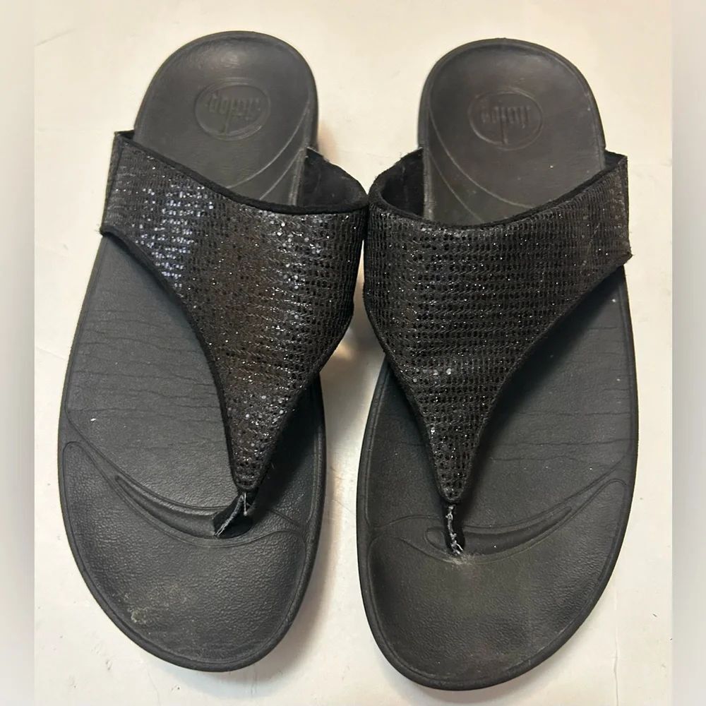 Fitflop Black Glitter Sandals